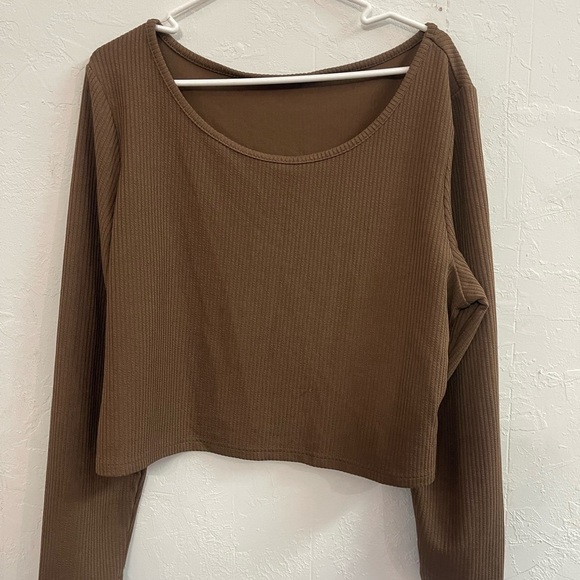 Cider Tops - Cider - Brown Ribbed Long Sleeve Top
